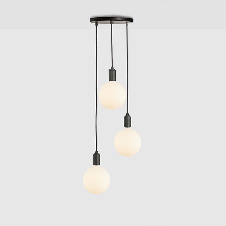 Tala Triple Pendant with Black Canopy and Sphere IV Pendants Tala Black Canopy, Graphite Pendant