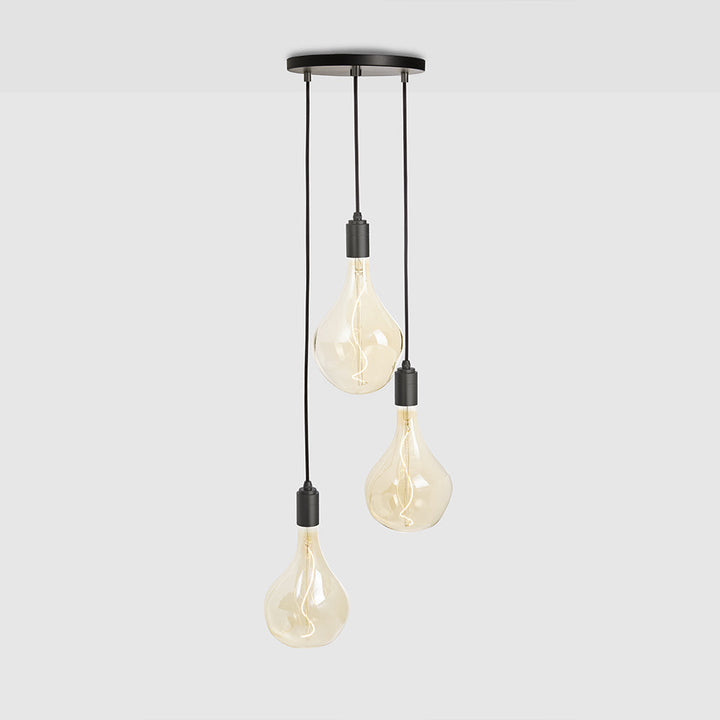 Tala Triple Pendant with Black Canopy and Voronoi II Pendants Tala Black Canopy / Graphite Grip and Graphite Pendants