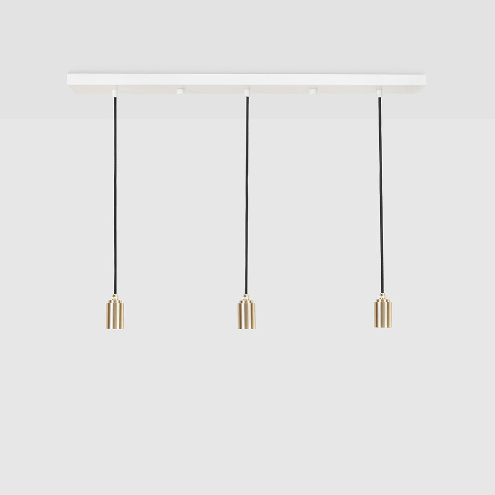 Tala Linear Triple Pendant in Brass Linear Chandeliers Tala Powder Coated Steel