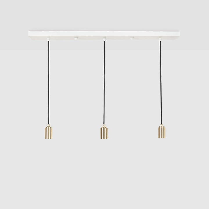 Tala Linear Triple Pendant in Brass Linear Chandeliers Tala Powder Coated Steel