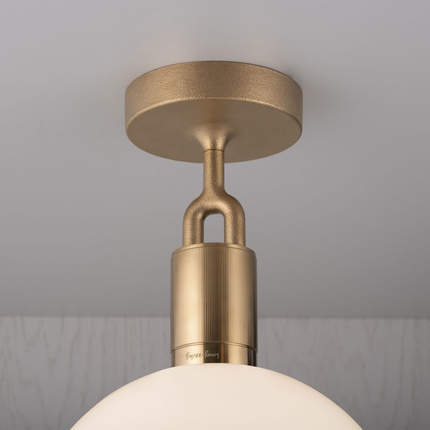 Buster + Punch Forked Ceiling Globe Light Ceiling Semi Flush Mounts Buster + Punch Brass Opal Medium
