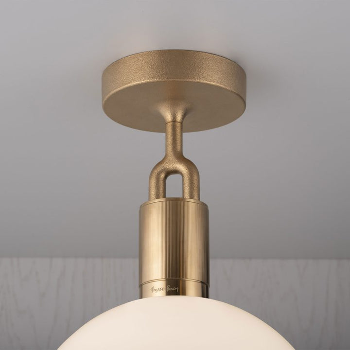 Buster + Punch Forked Ceiling Globe Light Ceiling Semi Flush Mounts Buster + Punch Brass Opal Medium