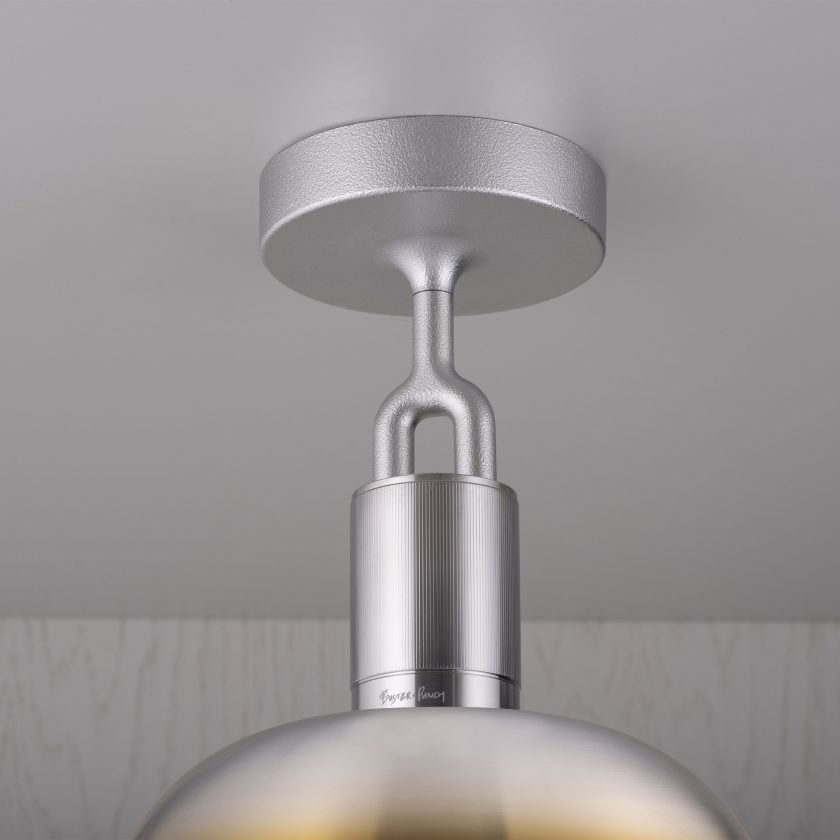 Buster + Punch Forked Ceiling Light with Shade and Globe Ceiling Semi Flush Mounts Buster + Punch Burnt Steel Opal Medium