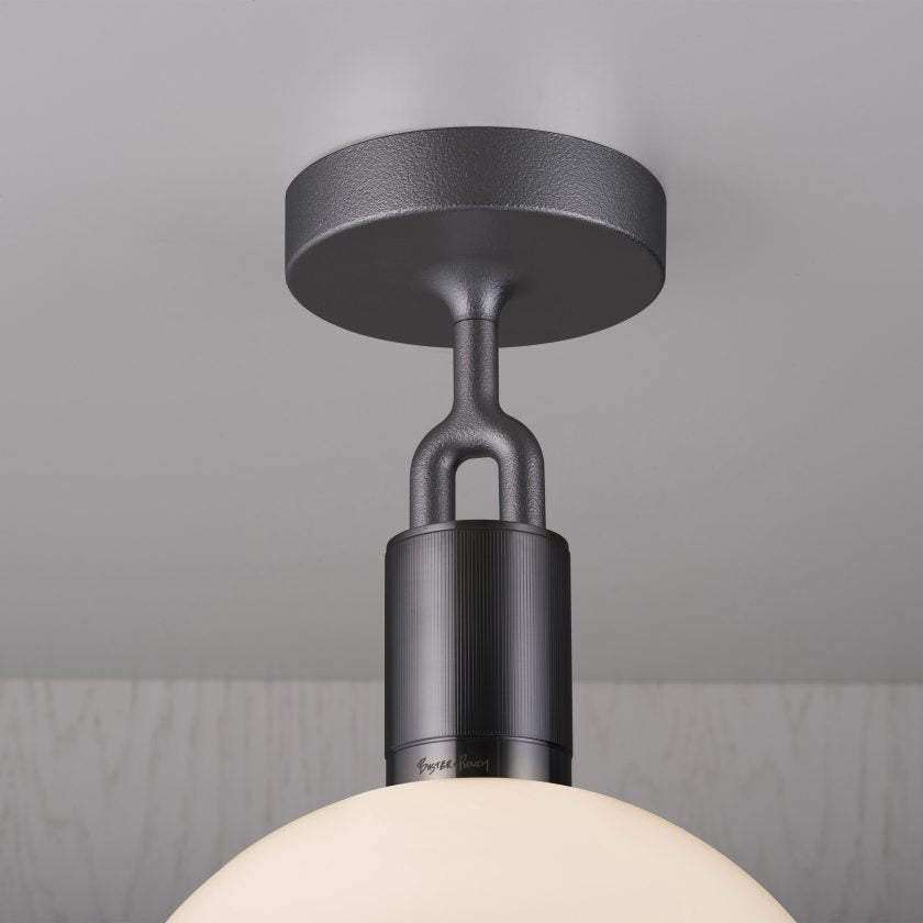 Buster + Punch Forked Ceiling Globe Light Ceiling Semi Flush Mounts Buster + Punch Gun Metal Opal Medium