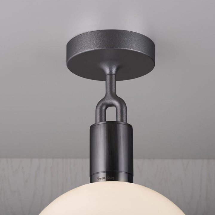 Buster + Punch Forked Ceiling Globe Light Ceiling Semi Flush Mounts Buster + Punch Gun Metal Opal Medium