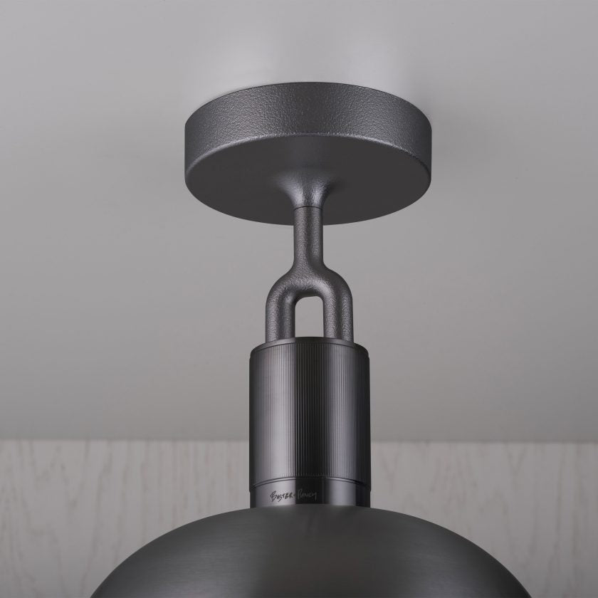 Buster + Punch Forked Ceiling Light with Shade and Globe Ceiling Semi Flush Mounts Buster + Punch Gun Metal Opal Medium