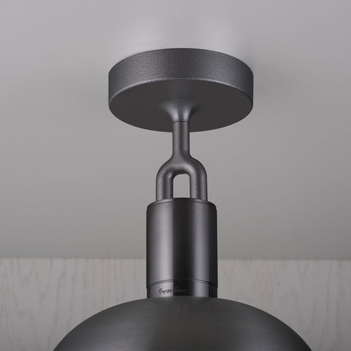 Buster + Punch Forked Ceiling Light with Shade and Globe Ceiling Semi Flush Mounts Buster + Punch Gun Metal Opal Medium