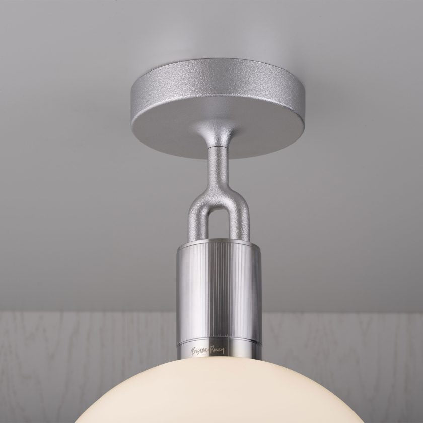Buster + Punch Forked Ceiling Globe Light Ceiling Semi Flush Mounts Buster + Punch Steel Opal Medium