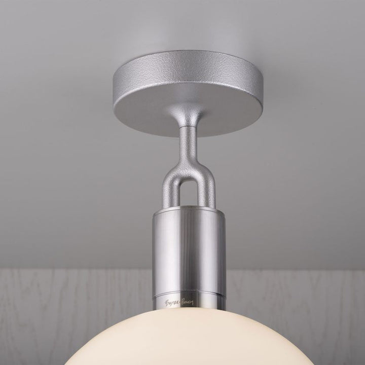 Buster + Punch Forked Ceiling Globe Light Ceiling Semi Flush Mounts Buster + Punch Steel Opal Medium