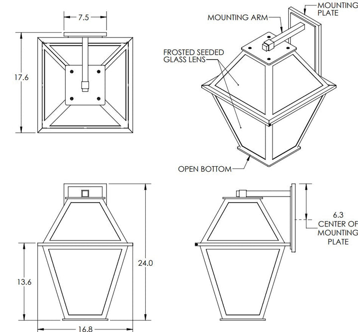 Hammerton Terrace Frosted Lantern Outdoor Wall Lights Hammerton Studio