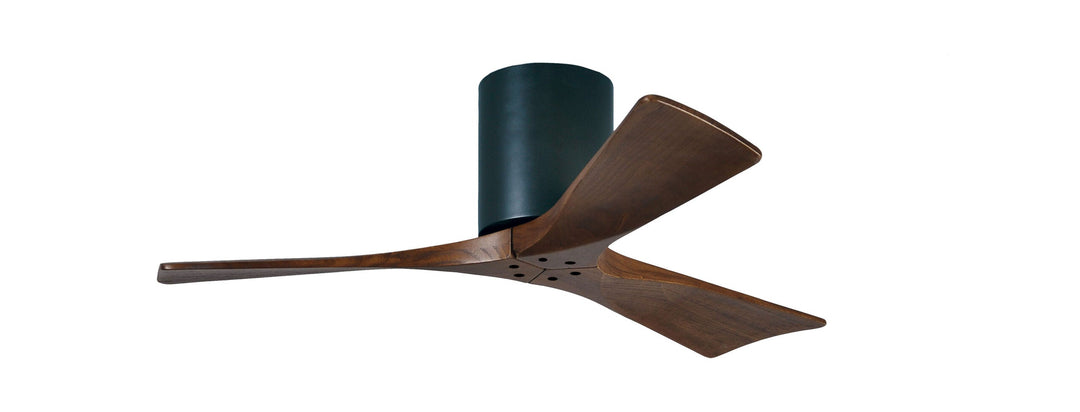 Matthews Fan Company Irene-3H 42" Flush Mounted Ceiling Fan Ceiling Hugger Fans Matthews Fan Company 42" Matte Black Walnut Tone