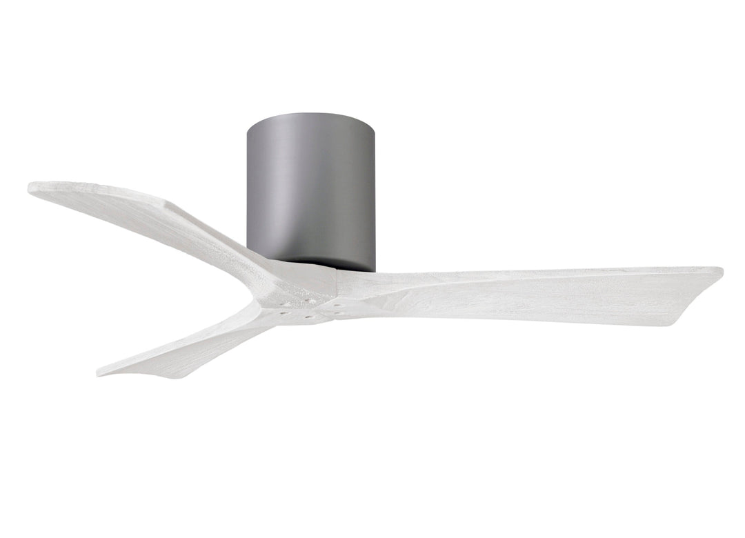 Matthews Fan Company Irene-3H 42" Flush Mounted Ceiling Fan Ceiling Hugger Fans Matthews Fan Company 42" Brushed Nickel Matte White
