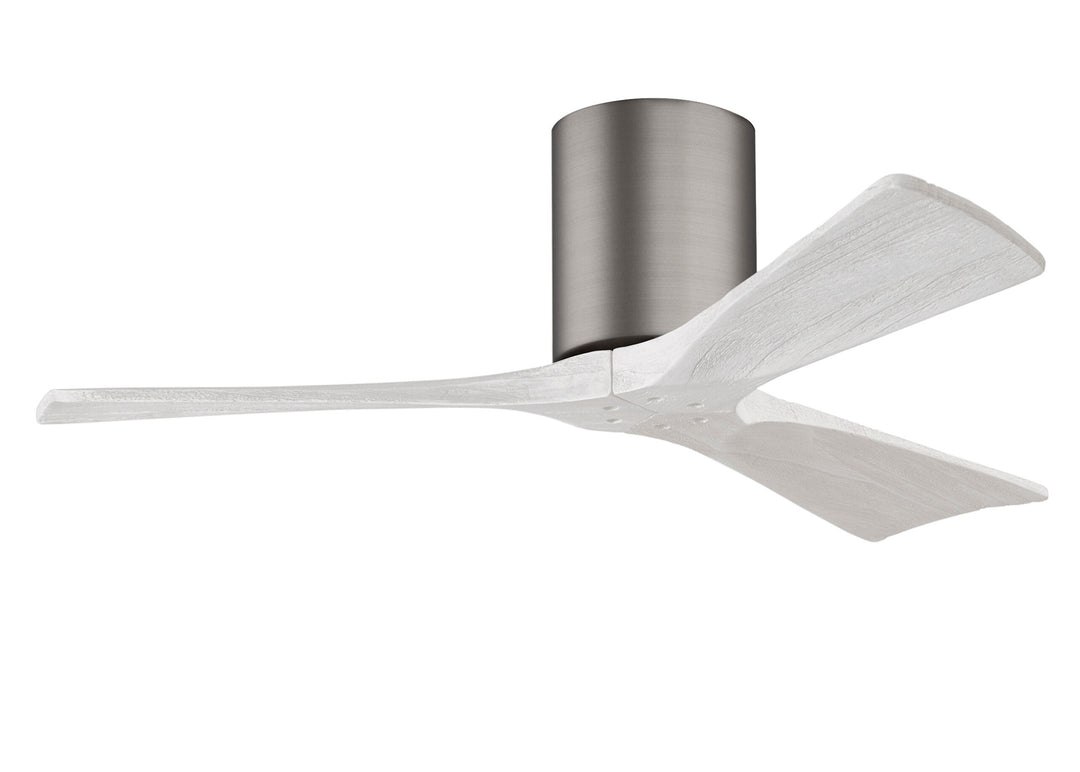 Matthews Fan Company Irene-3H 42" Flush Mounted Ceiling Fan Ceiling Hugger Fans Matthews Fan Company 42" Brushed Pewter Matte White