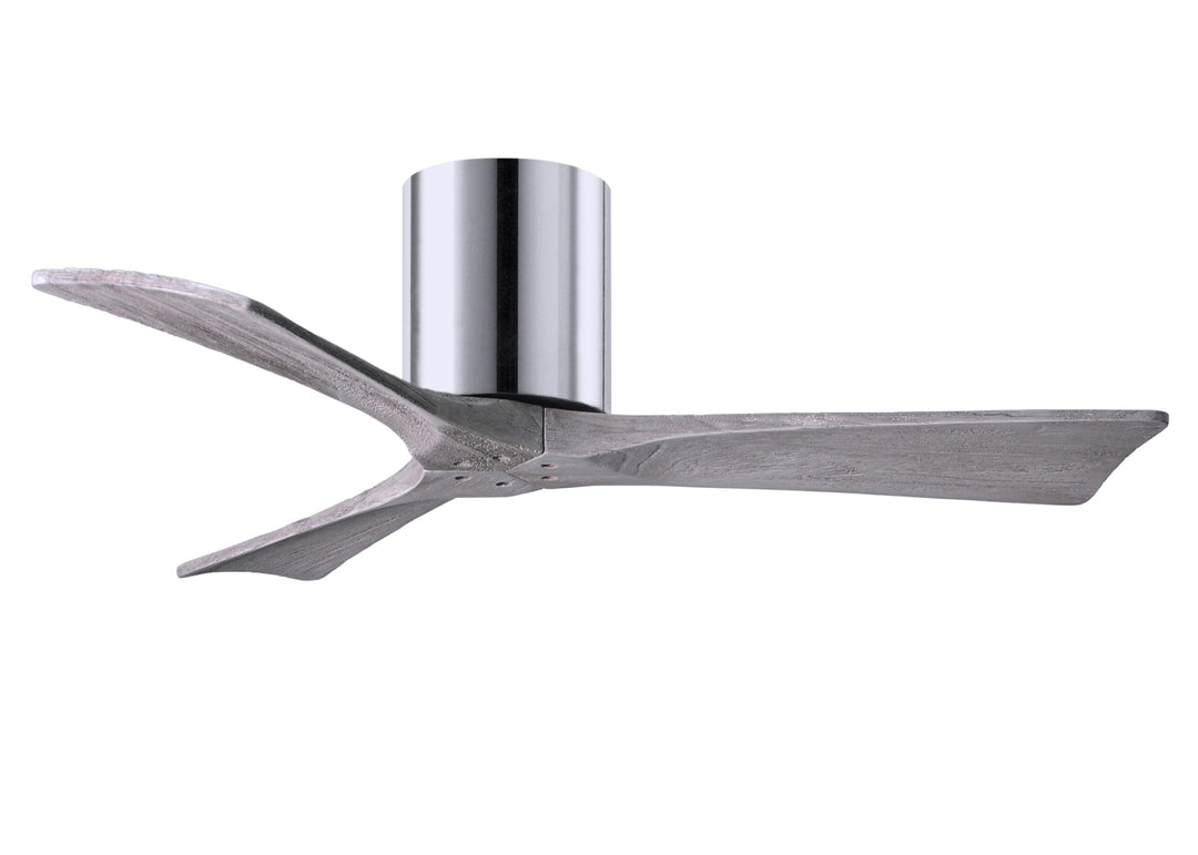 Matthews Fan Company Irene-3H 42" Flush Mounted Ceiling Fan Ceiling Hugger Fans Matthews Fan Company 42" Polished Chrome Barnwood Tone