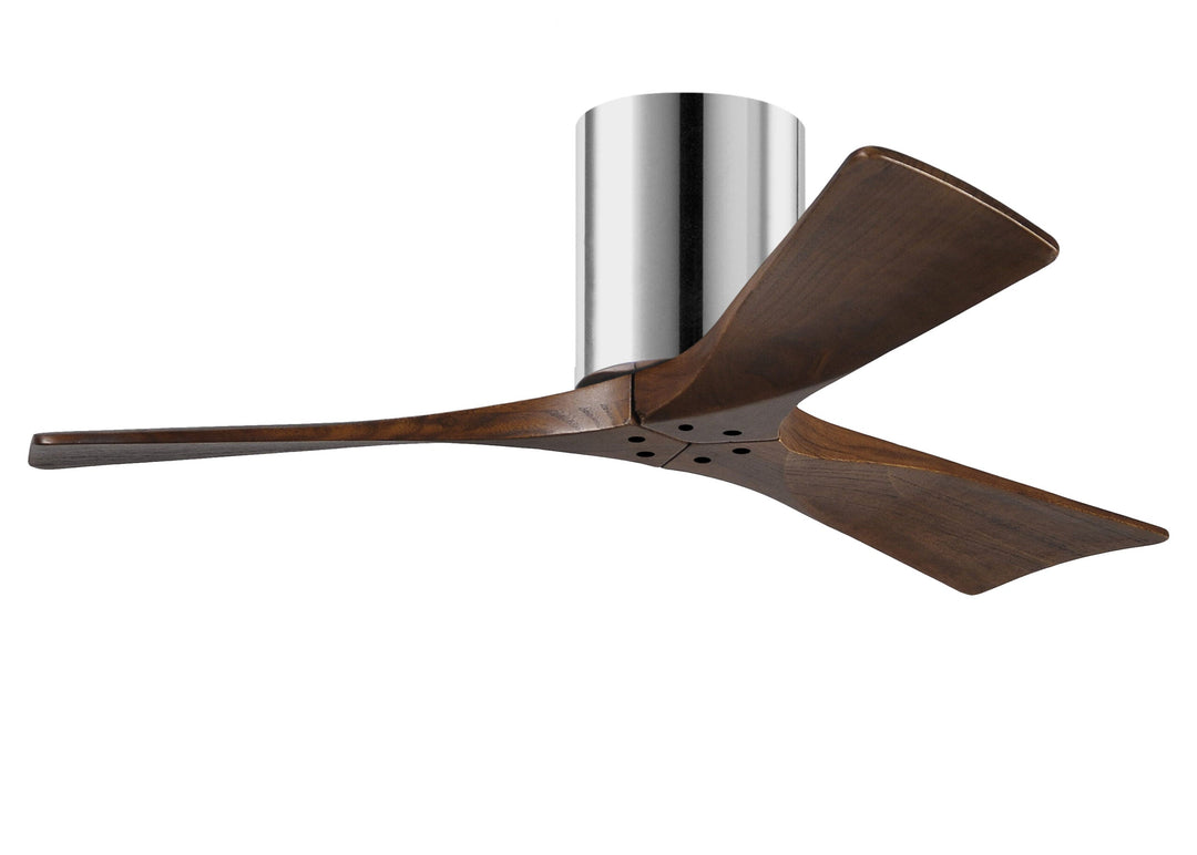 Matthews Fan Company Irene-3H 42" Flush Mounted Ceiling Fan Ceiling Hugger Fans Matthews Fan Company 42" Polished Chrome Walnut Tone