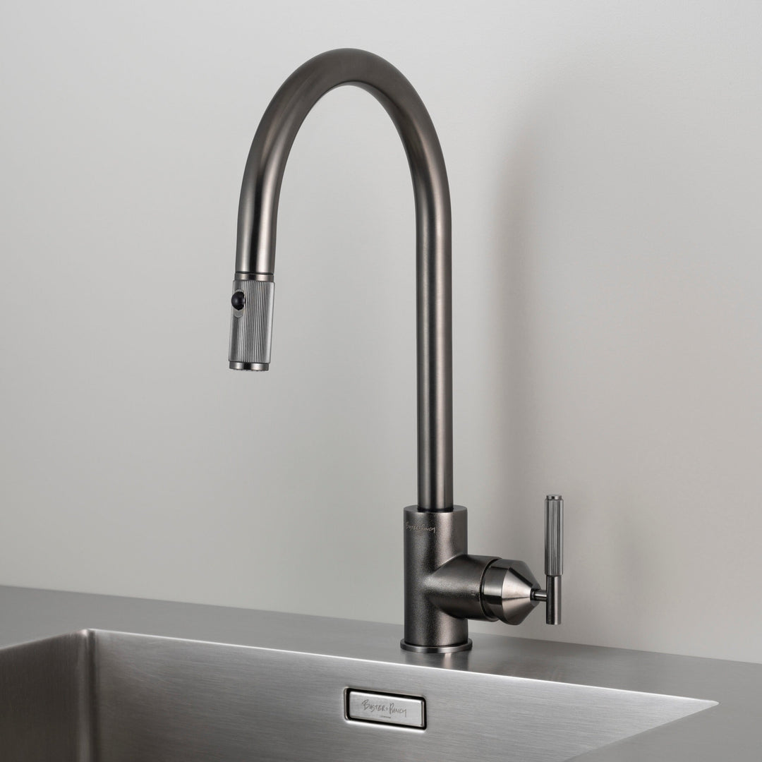 Buster + Punch Kitchen Faucet | Dual-Spray Pull-out Mixer | Linear Faucets Buster + Punch Gun Metal