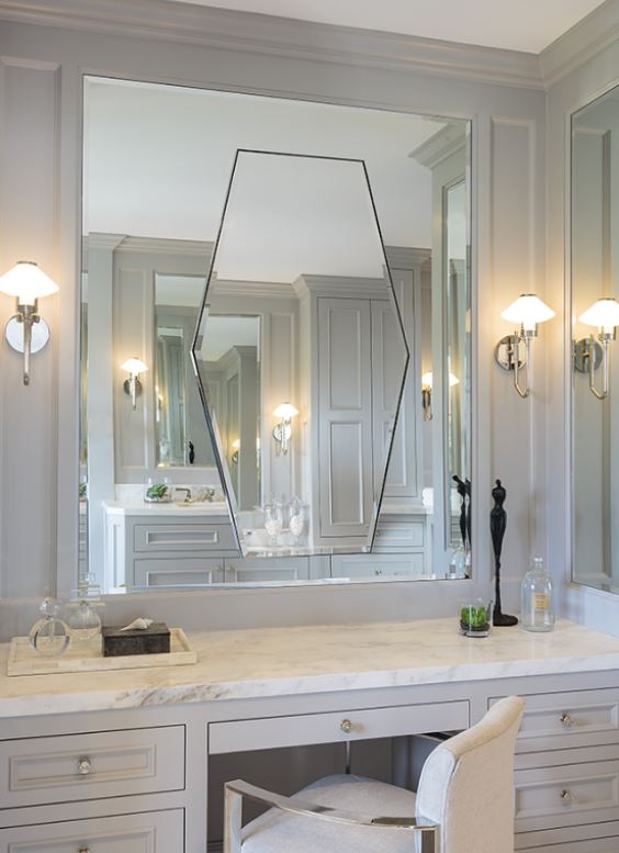 Mirror Home Hand welded polished stainless steel mirror. Beveled center mirror.