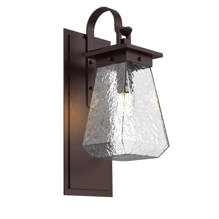 Hammerton Studio Outdoor Beacon Sconce with Shepherd's Hook Outdoor Wall Lights Hammerton Studio Statuary Bronze (Outdoor) Clear Blown Glass E26 Bulb Base