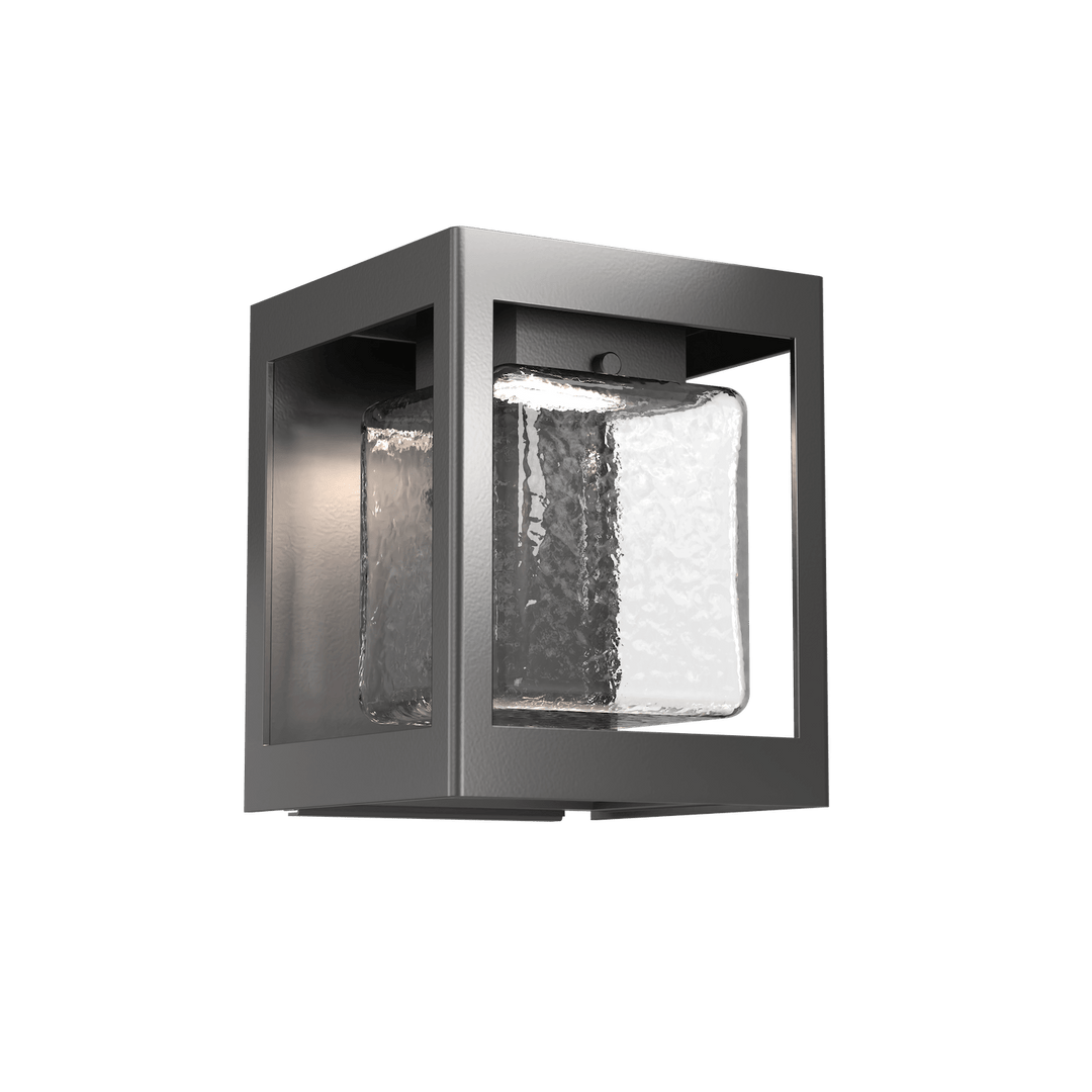 Hammerton Studio Square Box Outdoor Sconce Outdoor Wall Lights Hammerton Studio Argento Grey (Outdoor) Clear Glass with Hammered Texture