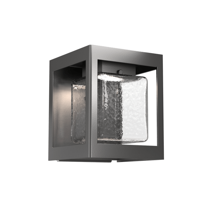 Hammerton Studio Square Box Outdoor Sconce Outdoor Wall Lights Hammerton Studio Argento Grey (Outdoor) Clear Glass with Hammered Texture