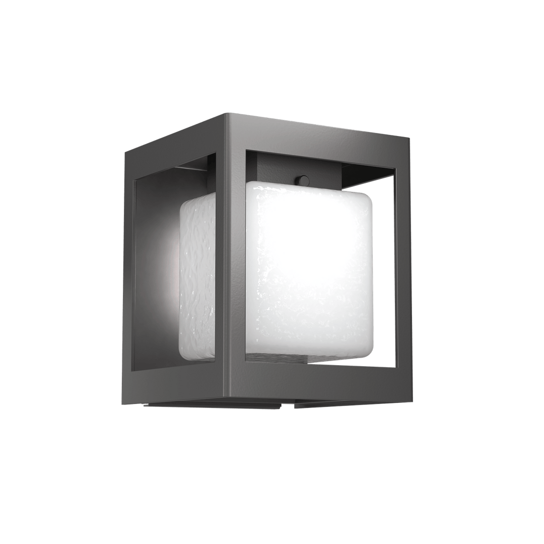 Hammerton Studio Square Box Outdoor Sconce Outdoor Wall Lights Hammerton Studio Argento Grey (Outdoor) Opal Glass with Hammered Texture