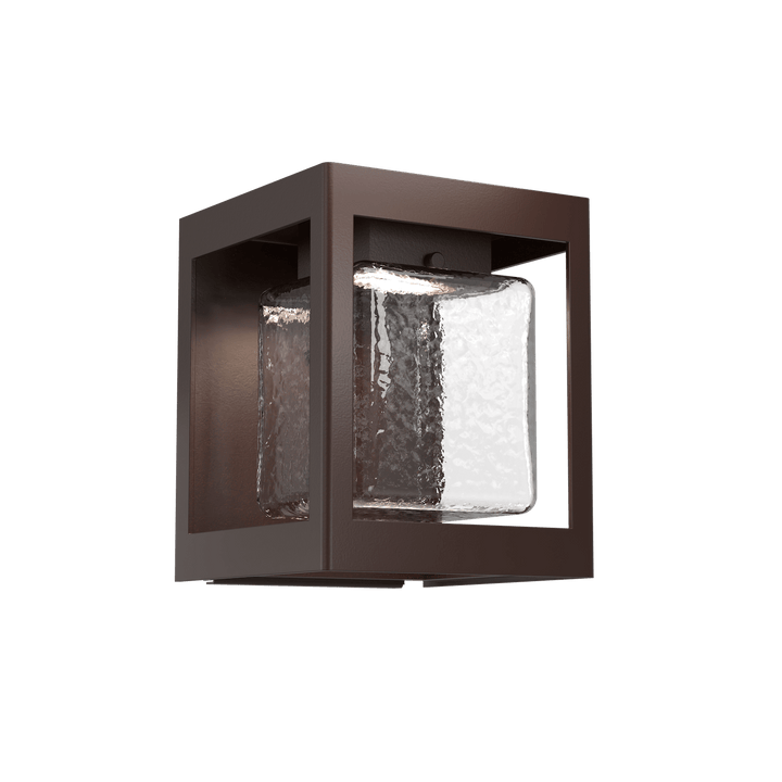 Hammerton Studio Square Box Outdoor Sconce Outdoor Wall Lights Hammerton Studio Statuary Bronze (Outdoor) Clear Glass with Hammered Texture