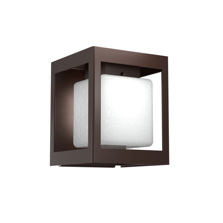 Hammerton Studio Square Box Outdoor Sconce Outdoor Wall Lights Hammerton Studio Statuary Bronze (Outdoor) Opal Glass with Hammered Texture