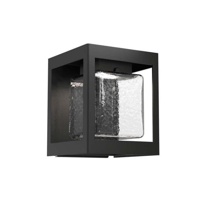 Hammerton Studio Square Box Outdoor Sconce Outdoor Wall Lights Hammerton Studio Textured Black (Outdoor) Clear Glass with Hammered Texture