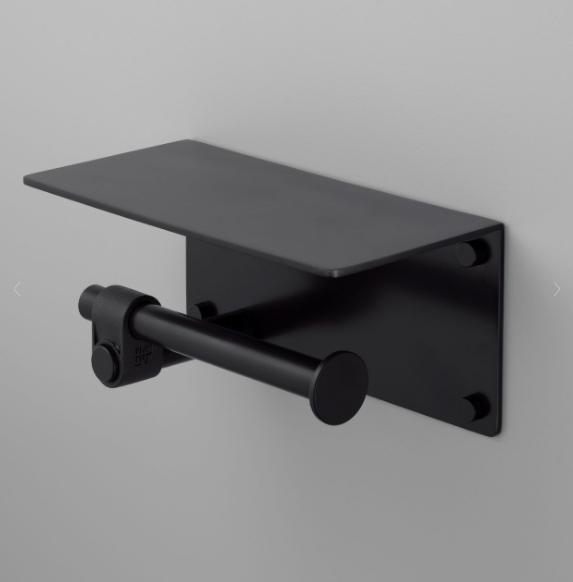 Buster + Punch Cast Toilet Roll Holder with Shelf Bathroom Accessories Buster + Punch Welders Black