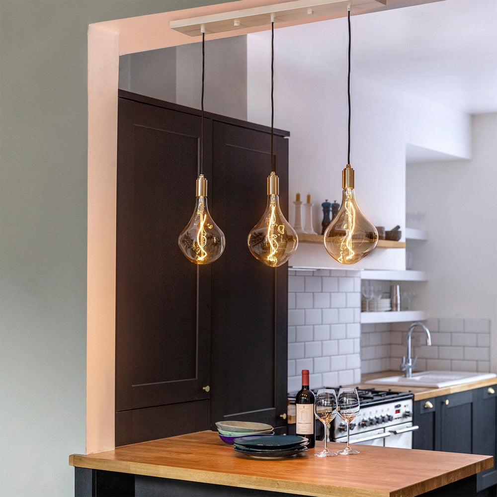 Tala Linear Triple Pendant in Brass Linear Chandeliers Tala