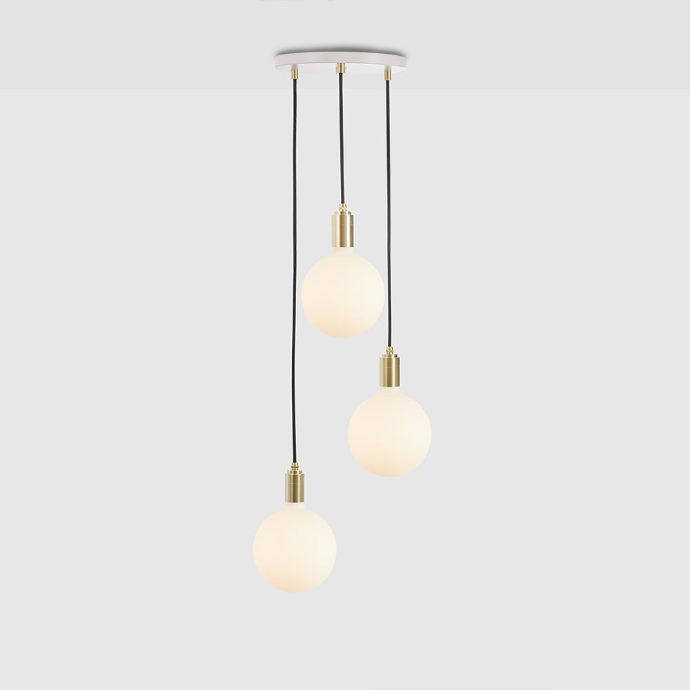 Tala Triple Pendant with White Canopy and Sphere IV Pendants Tala White Canopy, Brass Pendant