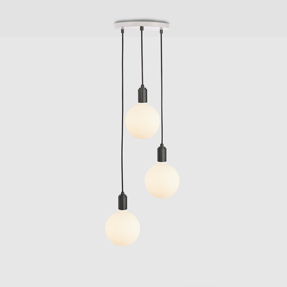 Tala Triple Pendant with White Canopy and Sphere IV Pendants Tala White Canopy, Graphite Pendant