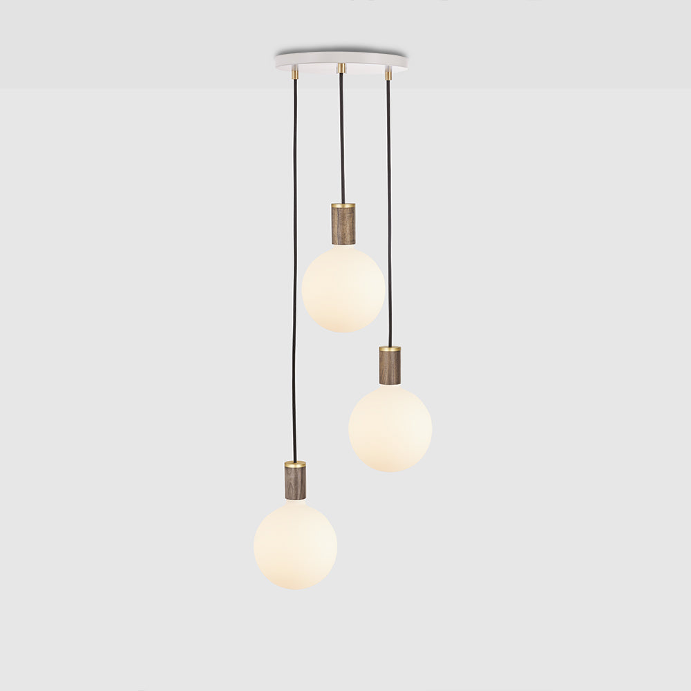 Tala Triple Pendant with White Canopy and Sphere IV Pendants Tala White Canopy, Walnut Pendant
