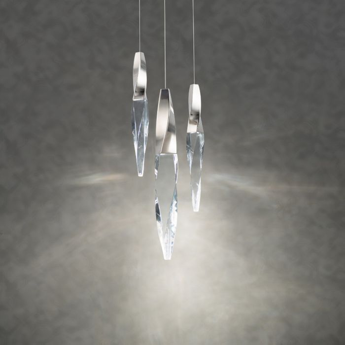 Schonbek Beyond Kindjal Chandelier Pendants Schonbek Beyond Polished Nickel 3-Light