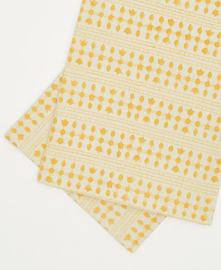 Anchal Graphic Block Print Cotton Napkins - Set of 2 | Mustard NGSGB