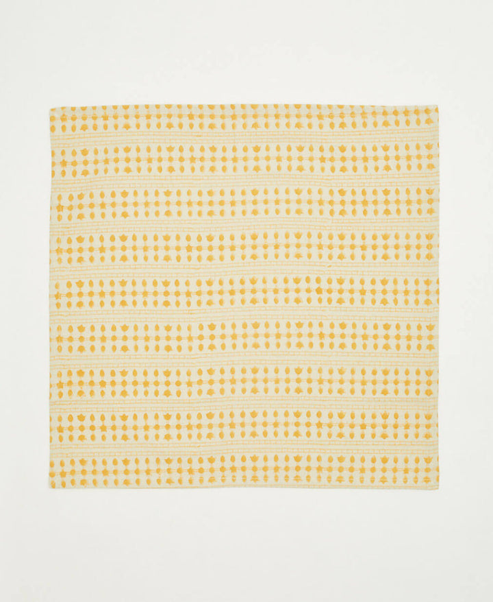 Anchal Graphic Block Print Cotton Napkins - Set of 2 | Mustard NGSGB
