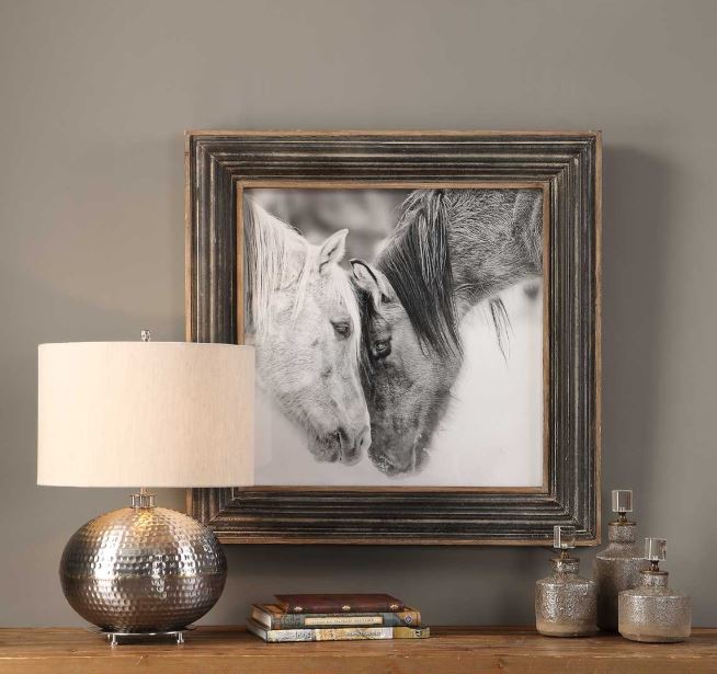 Uttermost Custom Black And White Horses Print 32x32
