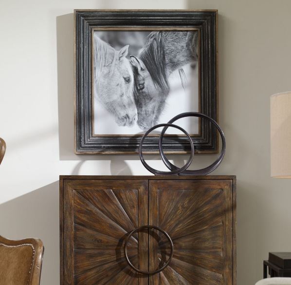 Uttermost Custom Black And White Horses Print 32x32