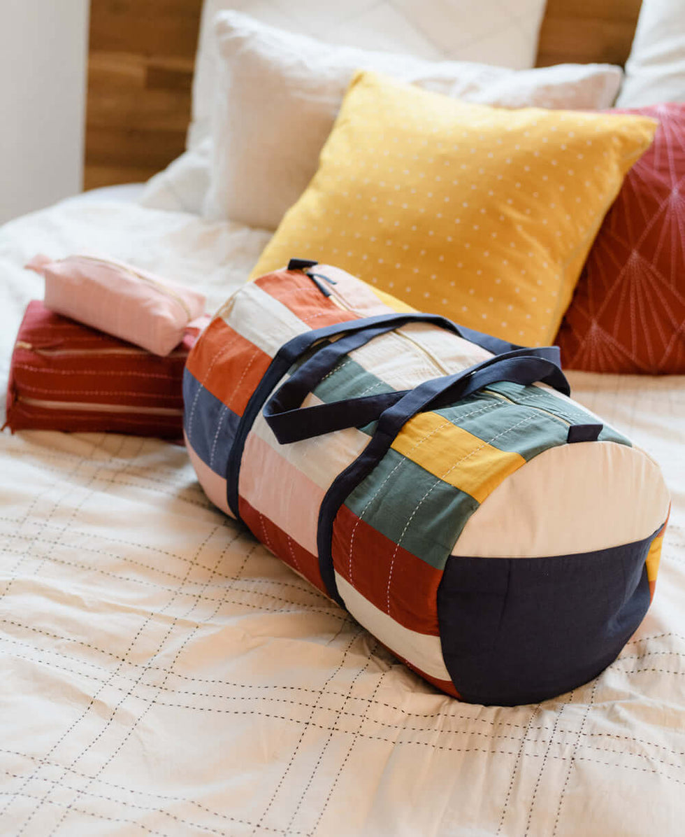 Anchal Multi-Check Canvas Duffle Bag | CWDB
