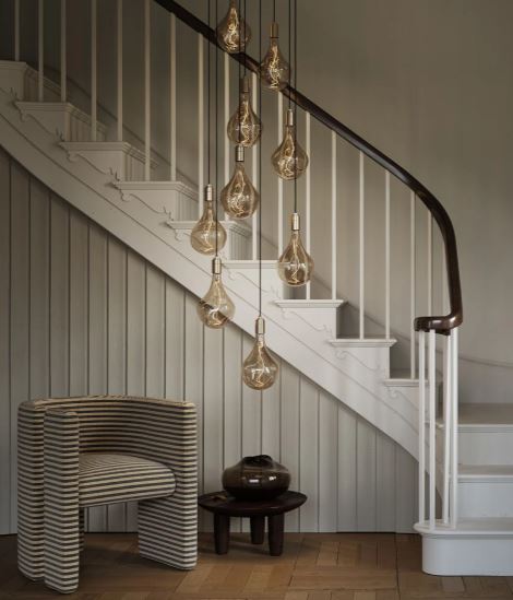 Tala Nine Pendant with Large Canopy and Voronoi II Bulbs