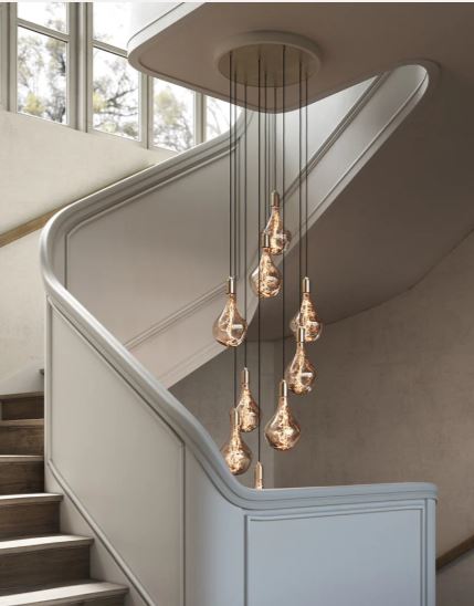 Tala Nine Pendant with Large Canopy and Voronoi II Bulbs