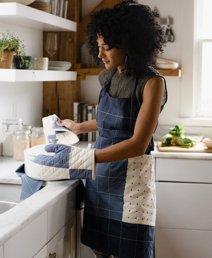Anchal Organic Cotton Bib Apron - Navy APRN