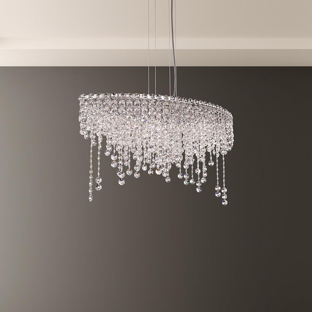 Schonbek Chantant 6 Light 110V Pendant in Stainless Steel with Clear Heritage Crystal