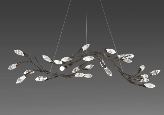 Schonbek Secret Garden 56IN LED 3500K Pendant in Black with Optic Haze Quartz