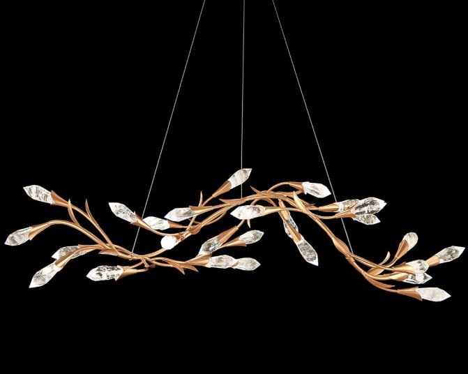 Schonbek Secret Garden 56IN LED 3500K Pendant in Black with Optic Haze Quartz