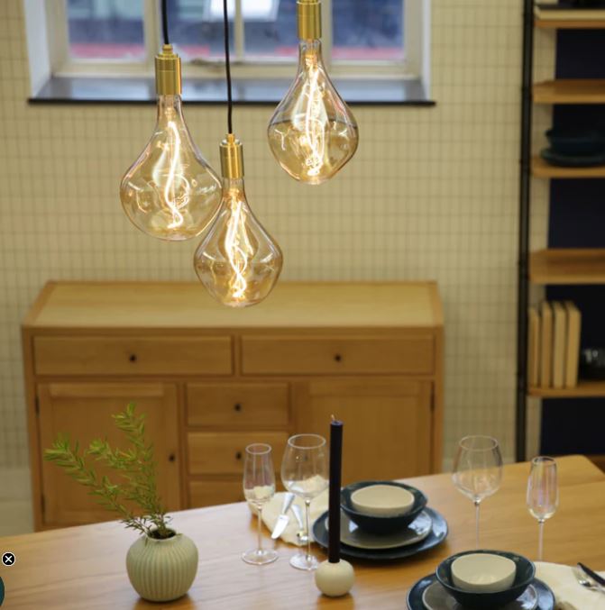 Tala Triple Pendant with Black Canopy and Voronoi II